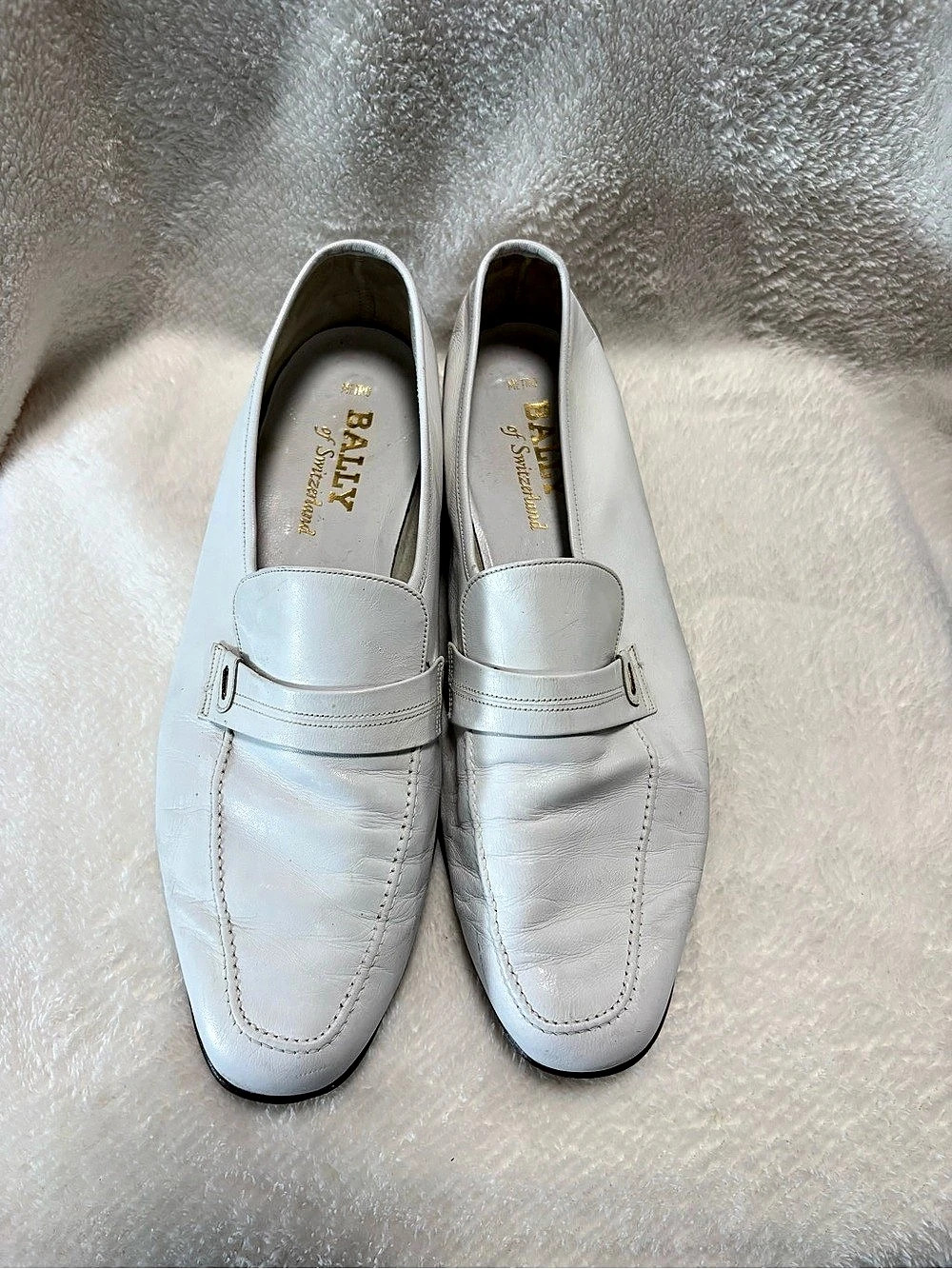 Bally Penny loafer Leather Loafers White US 9.5 E. Made in Switzerland